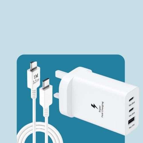 65W Super Fast Multi-Port Wall Charger with 1M USB-C Braided Cable