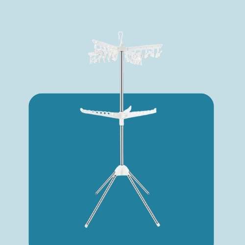 Portable Rotating Clothes Drying Rack, Stainless Steel Laundry Stand with Foldable Tripod Base